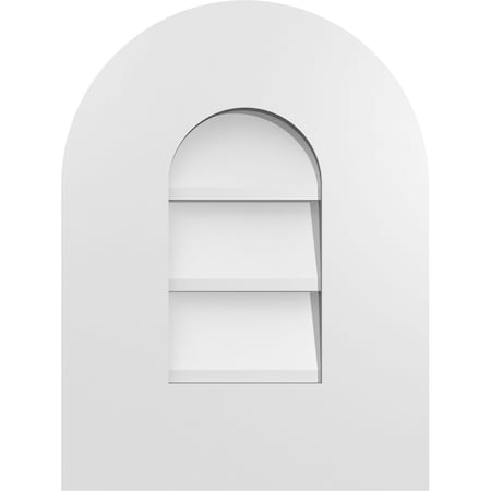 Ekena Millwork Round Top Surface Mount PVC Gable Vent: Non-Functional, w/ 3-1/2"W x 1"P Standard Frame, 12"W x 16"H GVPRT12X1601SN